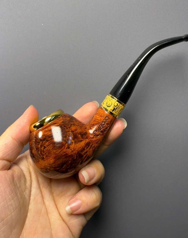 Tẩu cigar gỗ cẩm cán sừng bát đồng mạ vàng free size TS32