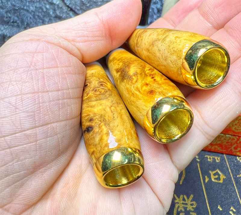 Tẩu cigar mini freesize gỗ huyết long cán sừng loại dài