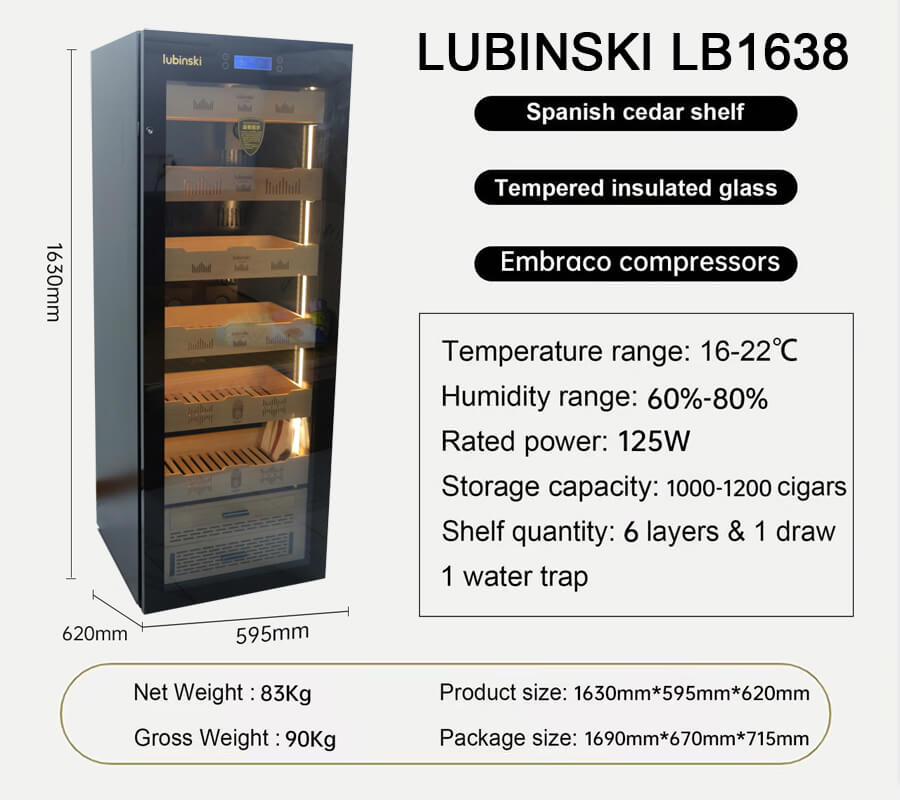 Tủ bảo quản Cigar trên 1000 điếu Lubinski LB1638